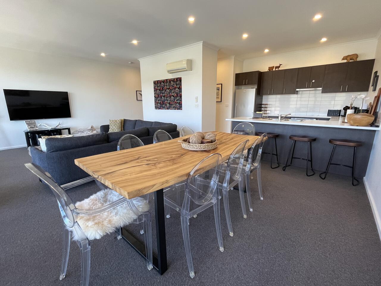 Sectional sofa and dining area