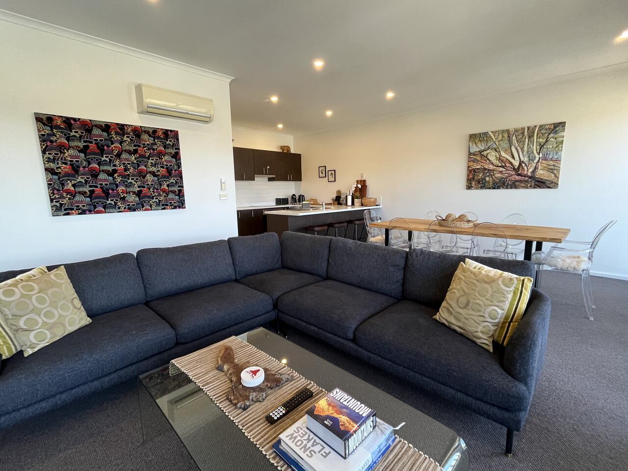 Open-plan living, dining and kitchen
